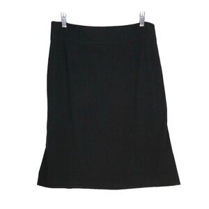 Akris Punto Wool Black Knee Length Pencil Skirt Size US 10 Back Zip Lined Career